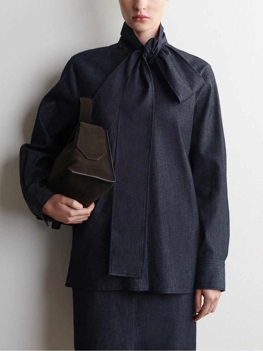 COS 2026 Denim Chambray Bow Detail Shirt